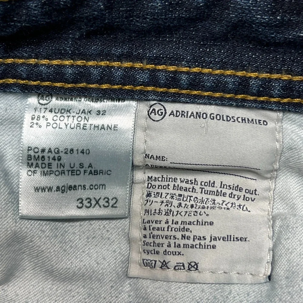AG Adriano Goldschmied Mens The Graduate Jeans Blue Denim Tailored Leg USA 33x32
